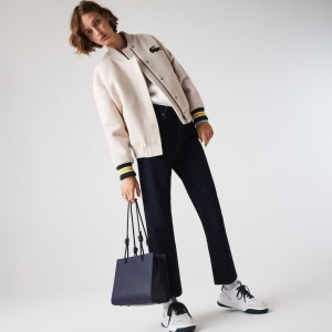 Bolsa Tiracolo Lacoste Feminino Azul Marinho Azuis Chantaco Matte Piqué Leather Slung RU9-85178Z0
