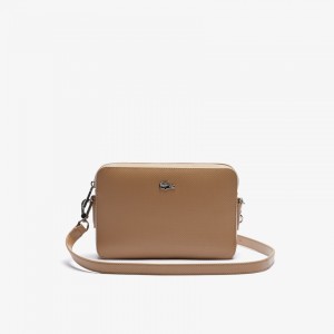 Bolsas Lacoste Feminino Caqui Chantaco Detachable-Strap Premium Piqué Leather Bag JO4-17871B3