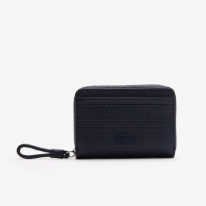 Bolsas Lacoste Feminino Azul Marinho Azuis Chantaco Piqué Leather Mini Coin Pouch KH6-97539T6