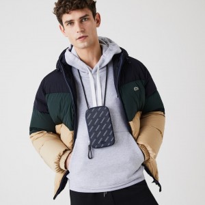 Bolsas Lacoste Masculino Azul Marinho Azuis Branco Pretas Chantaco Signature Piqué Leather Smartphone Neck Pouch UP3-23162E5