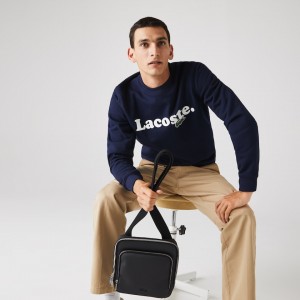 Bolsas Lacoste Masculino Pretas Classic Zippered Pocket Rectangular Crossbody Bag EV4-87418S9