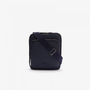 Bolsas Lacoste Masculino Azul Marinho Classic Zippered Pocket Rectangular Crossbody Bag VT1-01900Q3