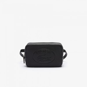 Bolsas Lacoste Feminino Pretas Croco Crew Embossed Logo Grained Leather Belt Bag QK1-49894P6