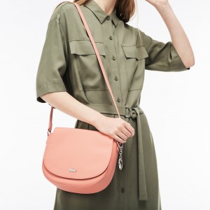 Bolsas Lacoste Feminino Rosa Daily Classic Coated Piqué Canvas Round Crossover Bag HB9-69336M7