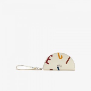 Bolsas Lacoste Feminino Bege Daily Classic Coated Print Canvas Half Moon Clutch GJ7-00860V3