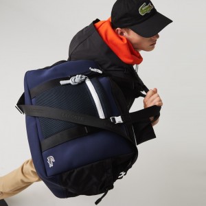 Bolsas Lacoste Masculino Azul Marinho Azuis Pretas Motion Ultra-Light Zippered Gym Bag OA7-86028F9