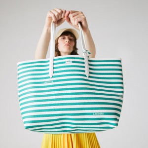 Bolsas Tote Lacoste Feminino Branco Anna Reversible Solid Or Striped Colorblock UM6-52895H9