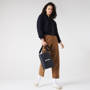 Bolsas Tote Lacoste Feminino Pretas Chantaco Branded Leather Vertical QC7-49084L1