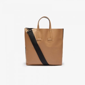 Bolsas Tote Lacoste Feminino Pretas Fashion Show Two-Tone Leather Double BJ9-60376D4