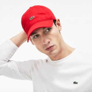 Boné Lacoste Masculino Vermelhas Embroidered Crocodile Cotton TC8-52075D9