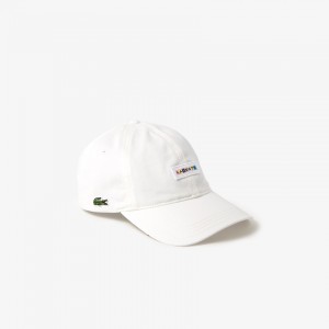 Boné Lacoste Masculino Branco Multicolor-Logo Cotton YQ7-68756V2