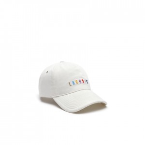 Boné Lacoste Masculino Branco Multicolored Logo Cotton NG6-71187G3