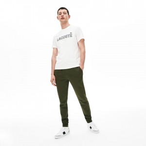 Calça Moletom Lacoste Masculino Caqui Verdes SPORT Fleece Tennis JB4-91549U8