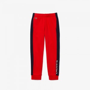 Calças Lacoste Criança Vermelhas Azul Marinho Azuis Color-Blcoked Fleece Track VB0-27192T0
