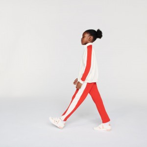Calças Lacoste Criança Vermelhas Branco Rosa Colorblock Cotton Fleece Track SM0-87368R0