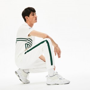 Calças Lacoste Masculino Branco Verdes Colorblock Heritage Stripe Track EA3-88968E2