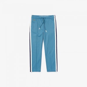 Calças Lacoste Criança Azuis Azul Marinho Azuis Branco Contrast Bands Lightweight Jogging ES9-92079Q1