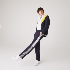Calças Lacoste Masculino Azul Marinho Azuis Heritage Contrast Striped Jogging YP7-41294I5