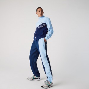 Calças Lacoste Masculino Azuis LIVE Colorblock Light Neoprene Tracksuit GQ0-23302X2