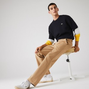 Calças Lacoste Masculino Bege LIVE Standard Fit Pleated Cotton Chino IZ1-71977D1