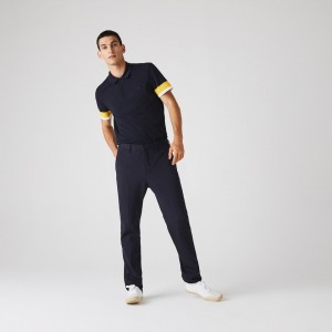 Calças Lacoste Masculino Azul Marinho Azuis Pleated Stretch Chino QB3-38413N1