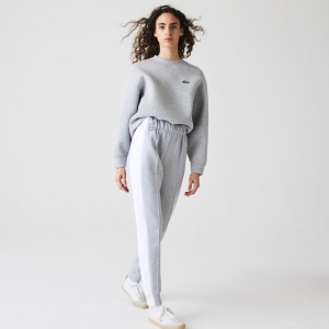 Calças Lacoste Feminino Cinzentas Branco SPORT Contrast Band Piqué Jogging VN0-16471O0