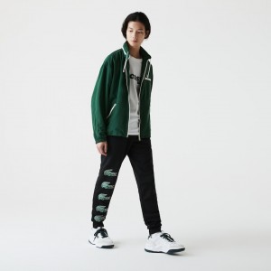 Calças Lacoste Masculino Pretas SPORT Crocodile Print Fleece Jogging BH9-99449O2
