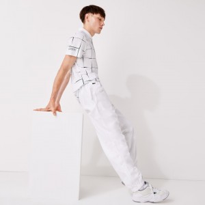 Calças Lacoste Masculino Branco SPORT Performance Side Zip Track ER1-45884Q7