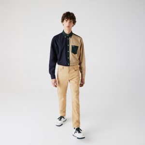 Calças Lacoste Masculino Bege Slim Fit 5-Pocket Stretch Cotton JB2-15031X5