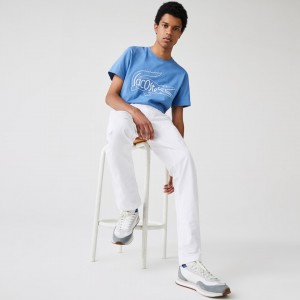 Calças Lacoste Masculino Branco Slim Fit Stretch Gabardine Chino GX5-10151X9