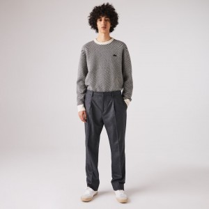 Calças Lacoste Masculino Cinzentas Cinzentas Virgin Wool And Cashmere Blend Pleated Chino EZ8-03200S5