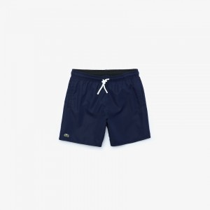 Calção Lacoste Criança Azul Marinho Azuis Pretas Classic Swim Trunks NB6-08400H6