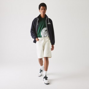 Calção Lacoste Masculino Branco Regular Fit Five-Pocket Denim WF4-61066E5