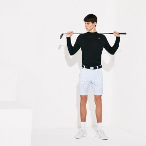 Calção Lacoste Masculino Branco Azul Marinho Azuis Luz Cinzentas Turquesa SPORT Checked Stretch Golf Bermudas FW5-65076N0