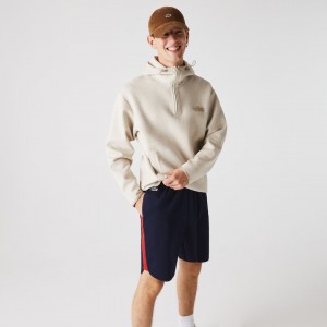 Calção Lacoste Masculino Azul Marinho Azuis Vermelhas SPORT Contrast Bands Cotton Blend KW6-83528V3