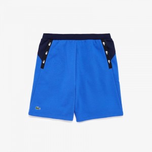 Calção Lacoste Masculino Azuis Azul Marinho Azuis SPORT Crocodile Striped Colorblock Fleece CJ8-01340J9