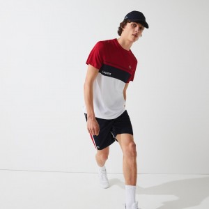 Calção Lacoste Masculino Azul Marinho Azuis Vermelhas Branco SPORT Taffeta Tennis DD4-93499X1