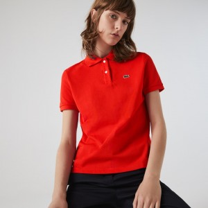 Camisa Polo Lacoste Feminino Vermelhas Classic Fit Soft Cotton Petit Piqué JE3-63136J1