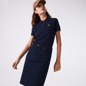 Camisa Polo Lacoste Feminino Azul Marinho Azuis Classic Fit Soft Cotton Petit Piqué QS0-71047W9