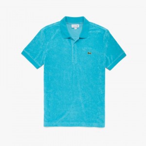 Camisa Polo Lacoste Masculino Roxo Branco Cotton Fleece Blend Regular Fit OI8-94239M7