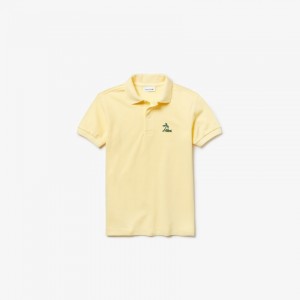 Camisa Polo Lacoste Criança Amarelas Embroidered Cotton Petit Piqué NM9-91099S6