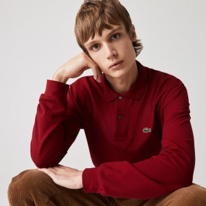 Camisa Polo Lacoste Masculino Vermelhas Escuro Long-Sleeve Classic Fit L.12.12 LY6-57285Y4