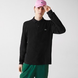 Camisa Polo Lacoste Masculino Pretas Long-Sleeve Classic Fit L.12.12 TK2-85848E6