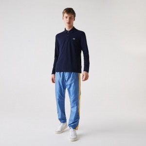 Camisa Polo Lacoste Masculino Azul Marinho Azuis Long-Sleeve Classic Fit L.12.12 YU9-91099K1