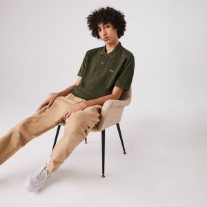 Camisa Polo Lacoste Masculino Caqui Verdes Marl Fabric L.12.12 EH7-53735P4