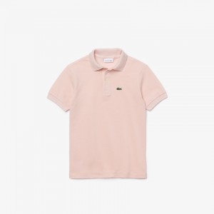 Camisa Polo Lacoste Criança Luz Rosa Petit Piqué KM0-21822J5