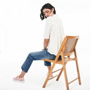 Camisa Polo Lacoste Feminino Branco Pleated Back Petit Piqué IN3-89108X8