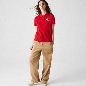 Camisa Polo Lacoste Feminino Vermelhas Regular Fit Cotton Piqué TX1-30453Q4