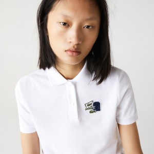 Camisa Polo Lacoste Feminino Branco Regular Fit Cotton Piqué OB5-30563C7