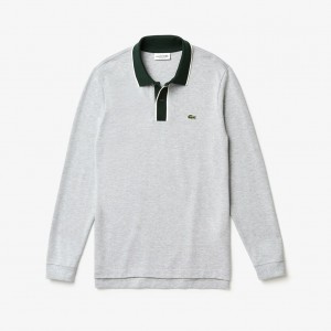 Camisa Polo Lacoste Masculino Cinzentas Branco Verdes Regular Fit Cotton Piqué PI4-76147R6